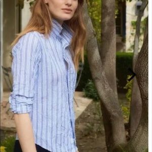 Frank & Eileen Crinkle
Stripe Print Long Sleeve Shirt Blue, White and Red